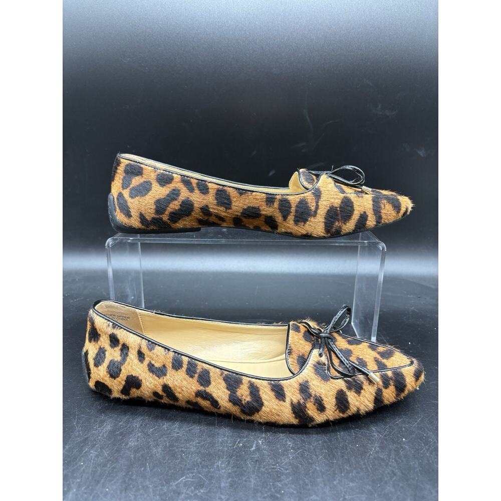 Talbots Francesca Bow-Front Driving Flats Womens 6.5 M Leopard Haircalf Shoes